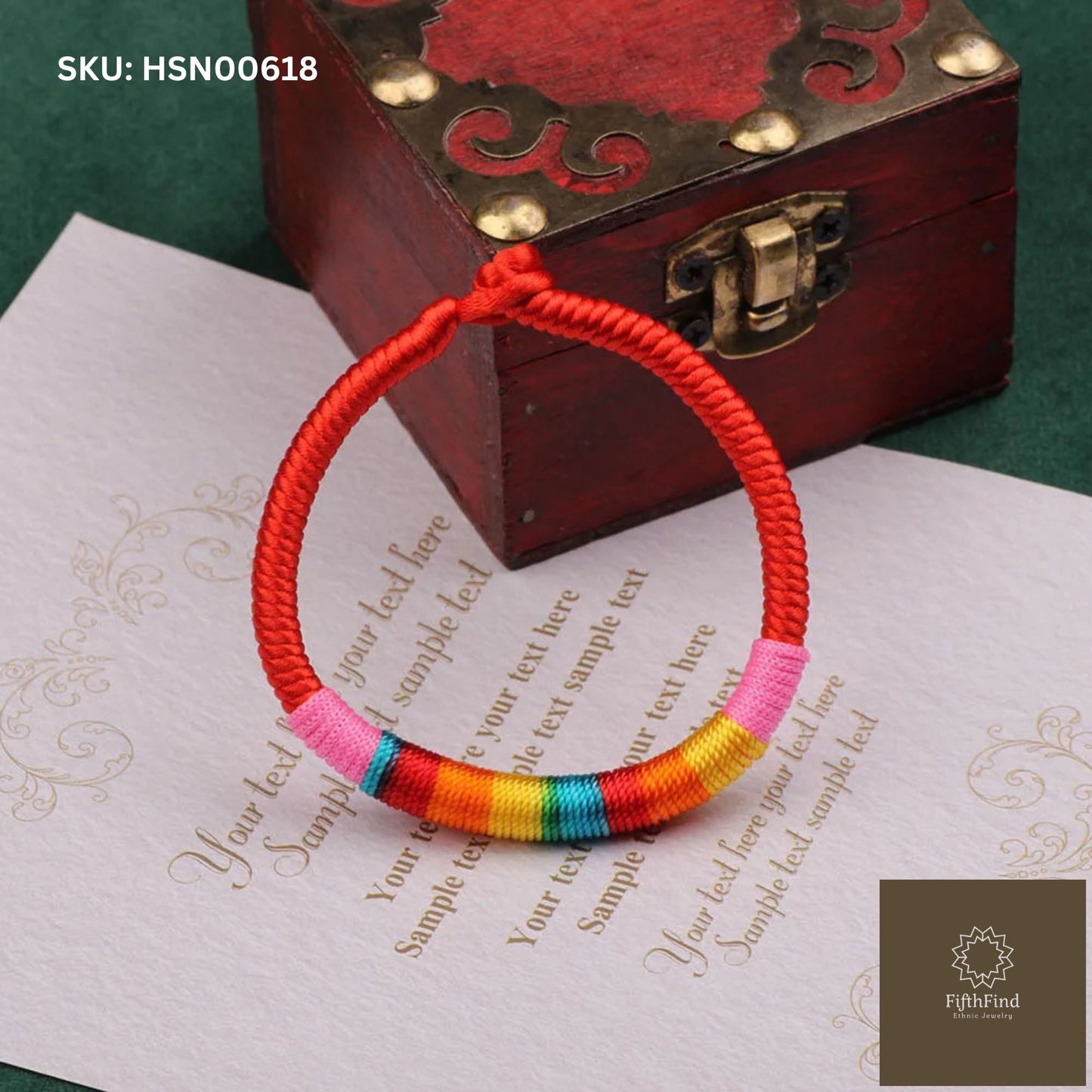 Red Rope Bracelet with Rainbow Accents for Bold Style