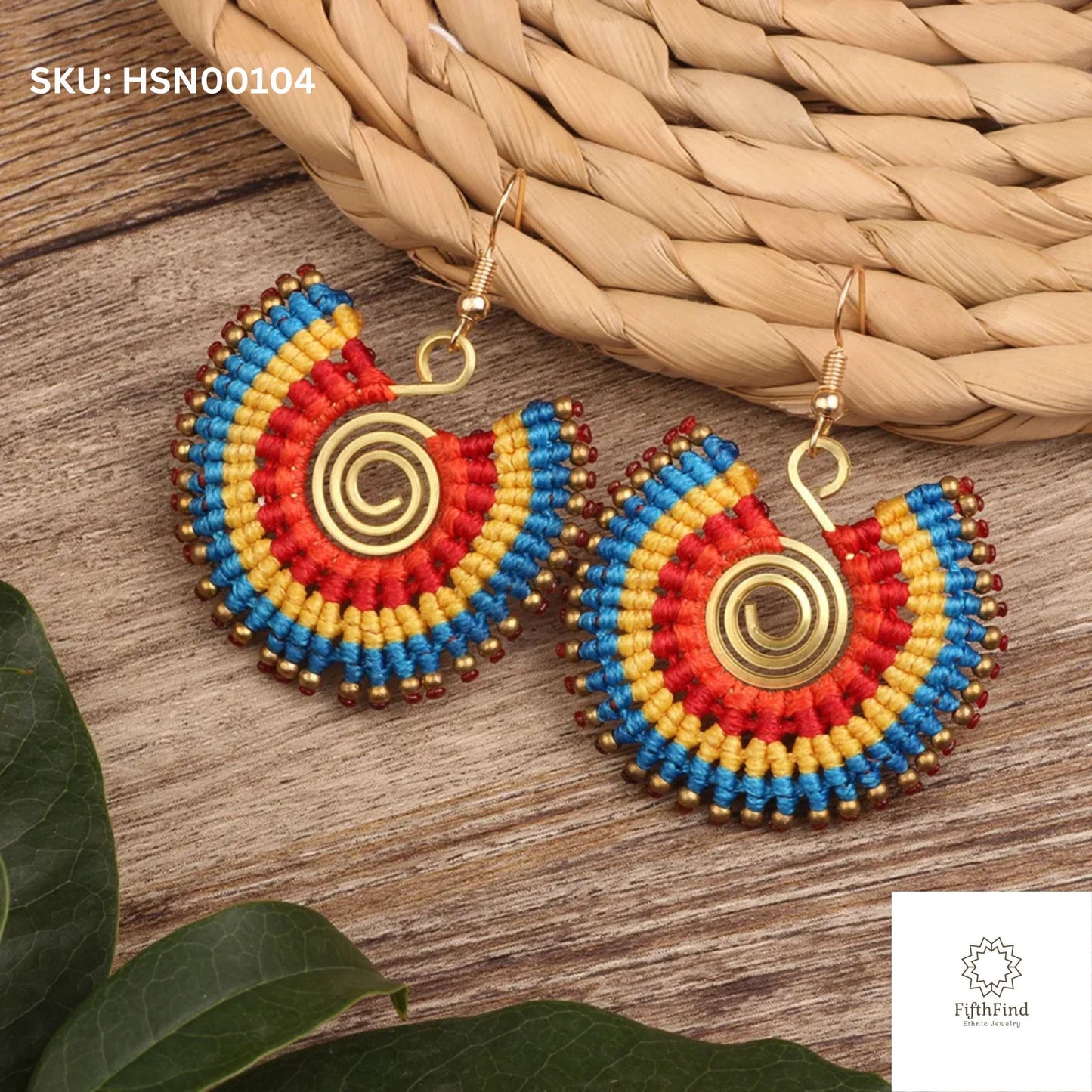 Vibrant Woven Spiral Fan Earrings