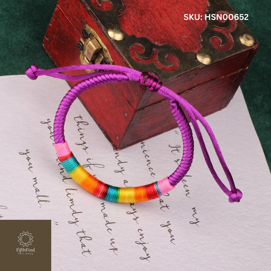 Purple Rainbow Friendship Bracelet for a Playful Statement