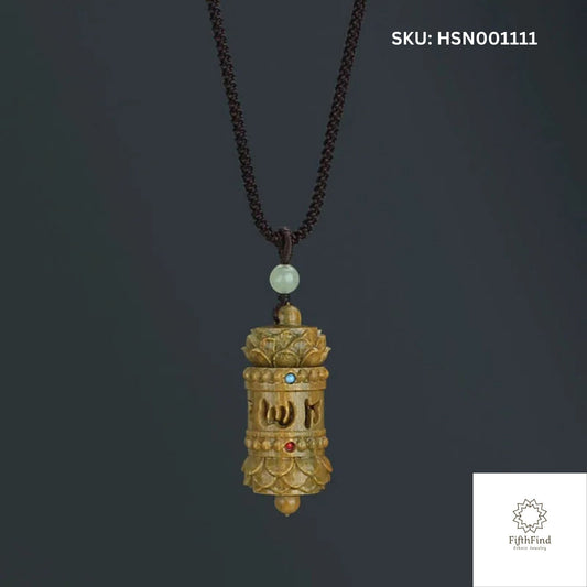 Tibetan Prayer Wheel Pendant Necklace