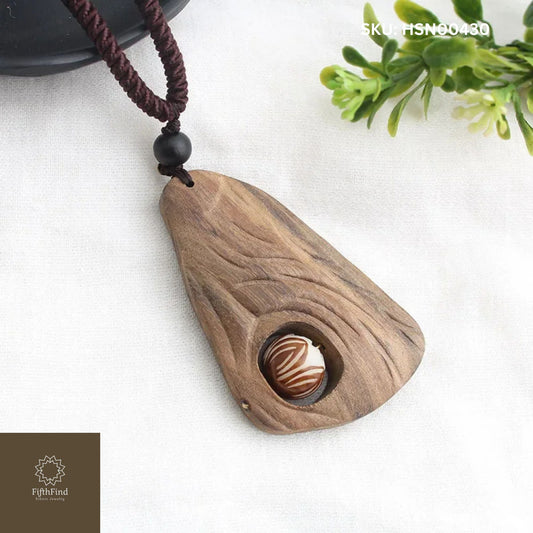 Handcrafted Wooden Teardrop Pendant Necklace