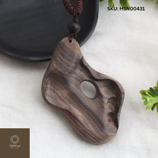 Organic Wooden Pendant Necklace with Abstract Design