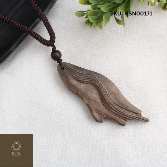 Elegant Wooden Pendant Necklace with Flowing Design