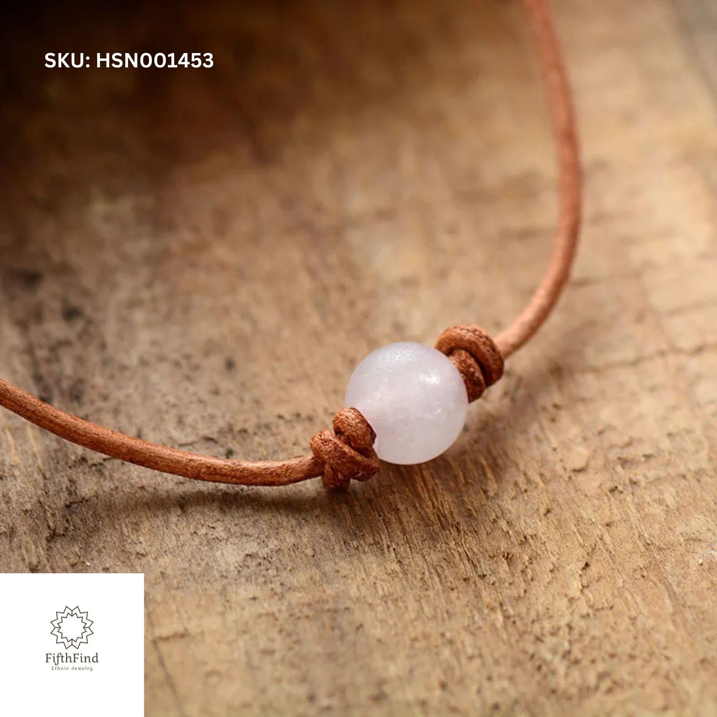 Rose Quartz Minimalist Necklace on Leather Cord | Boho