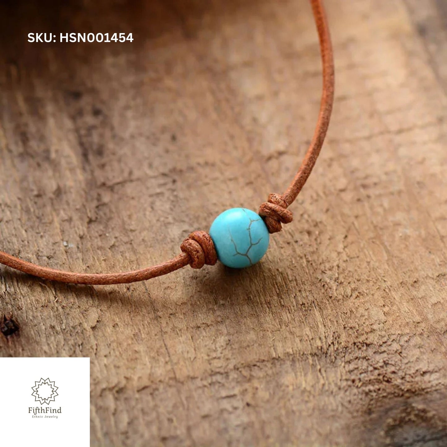 Turquoise Minimalist Necklace on Leather Cord | Boho Chic