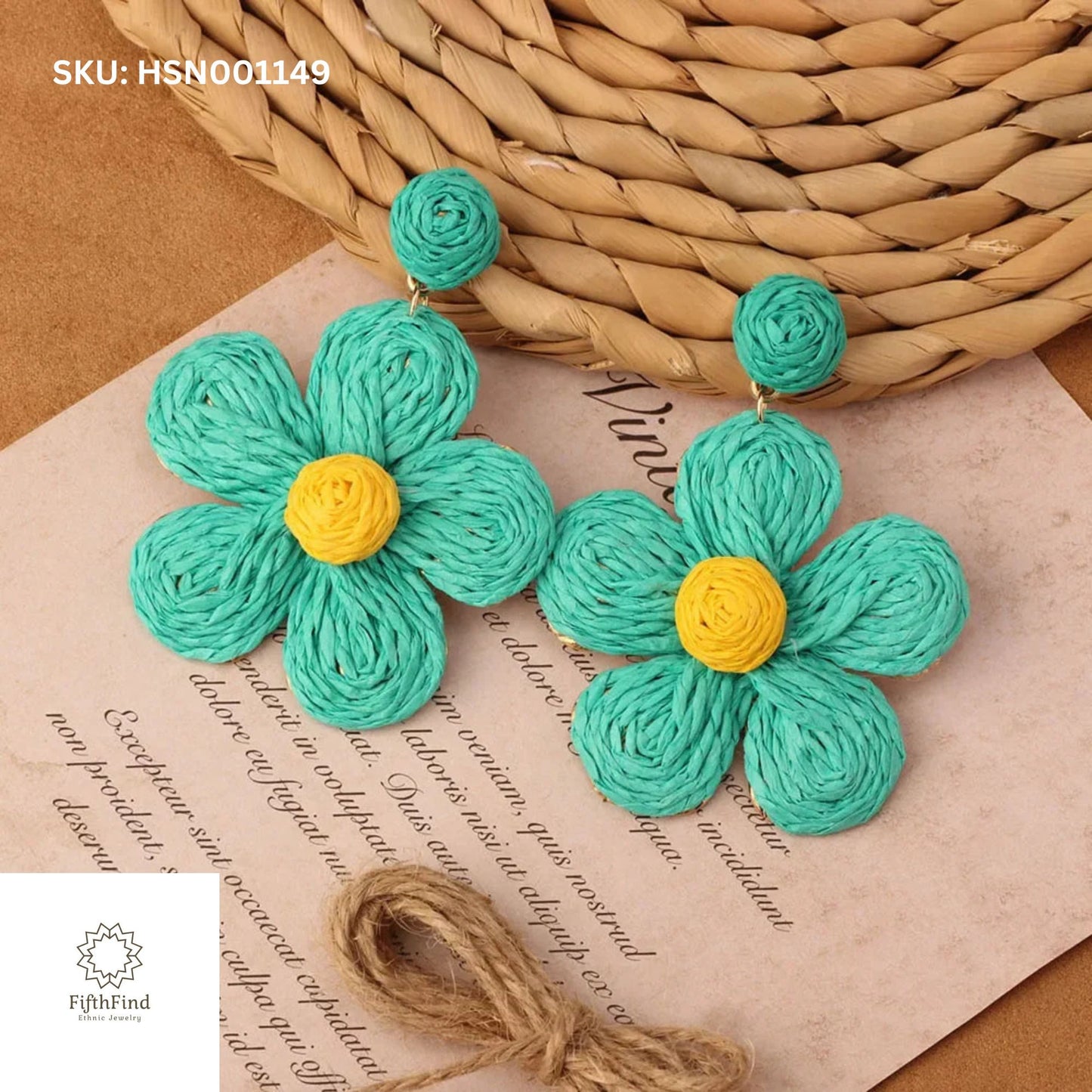 Turquoise Boho Flower Earrings for Casual Chic Style