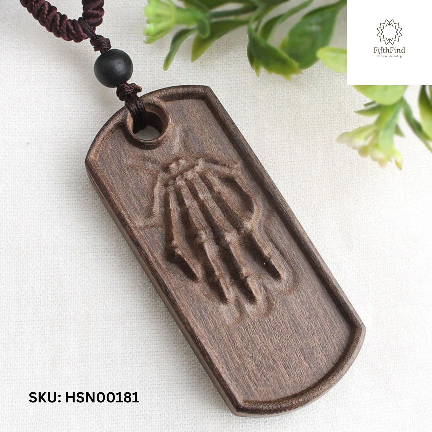 Wooden Skeleton Pendant Necklace for Boho Style