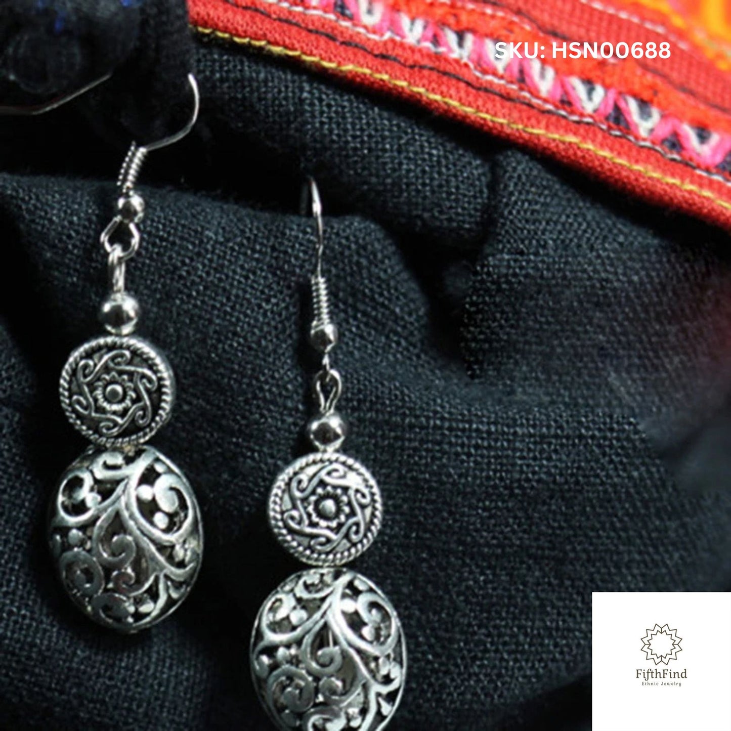 Elegant Silver Filigree Drop Earrings - Boho Chic Style