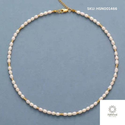 Elegant Pearl Necklace with Gold Accents | Timeless Jewelry