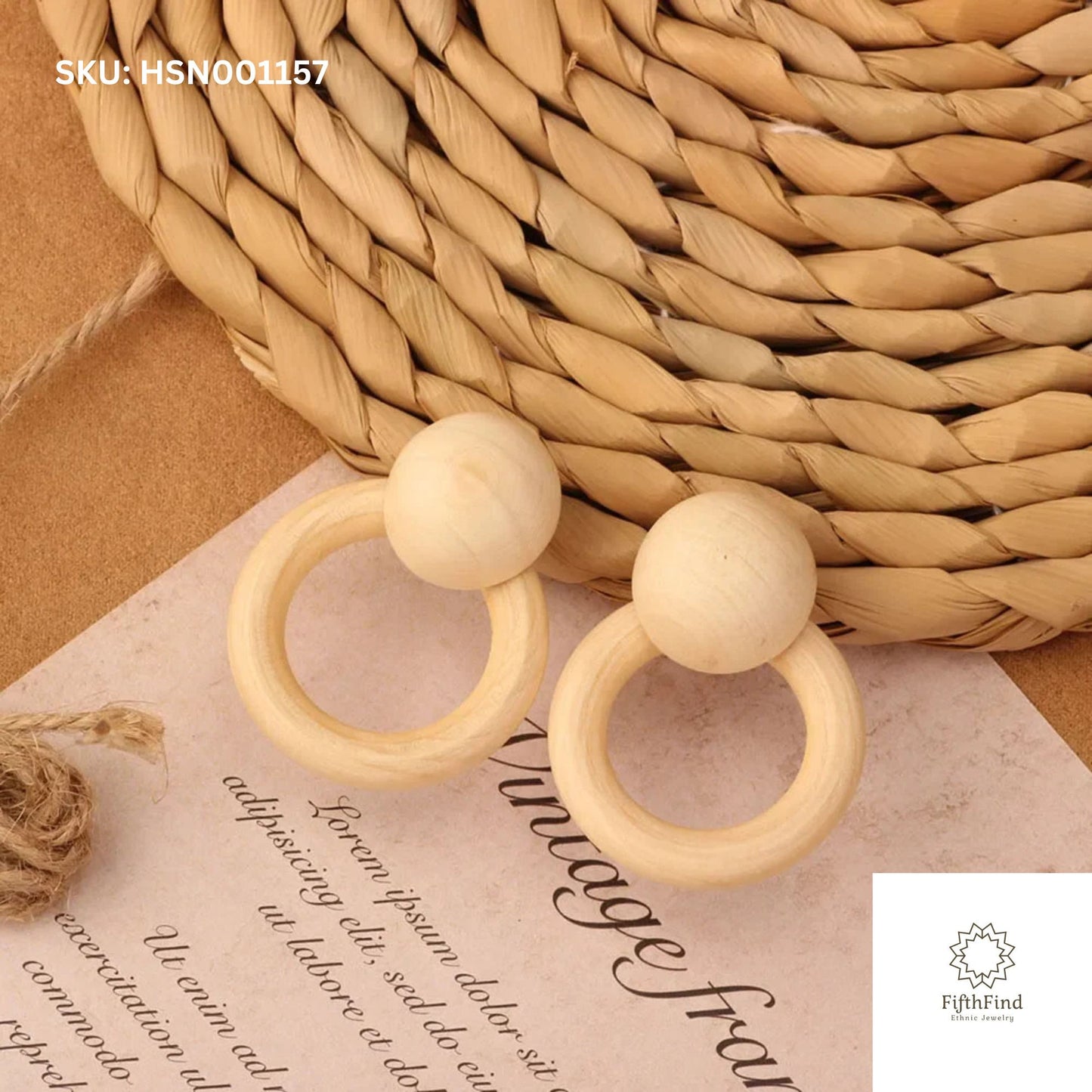 Natural Wooden Hoop Earrings