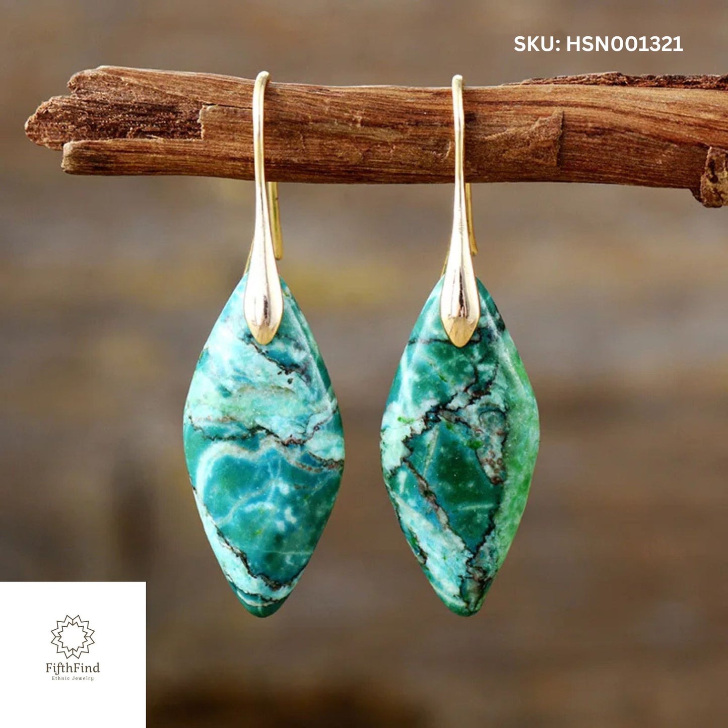 Elegant Green Stone Drop Earrings