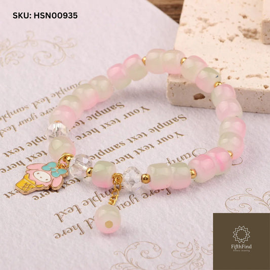 Charming Pink and Gold Beaded Bracelet