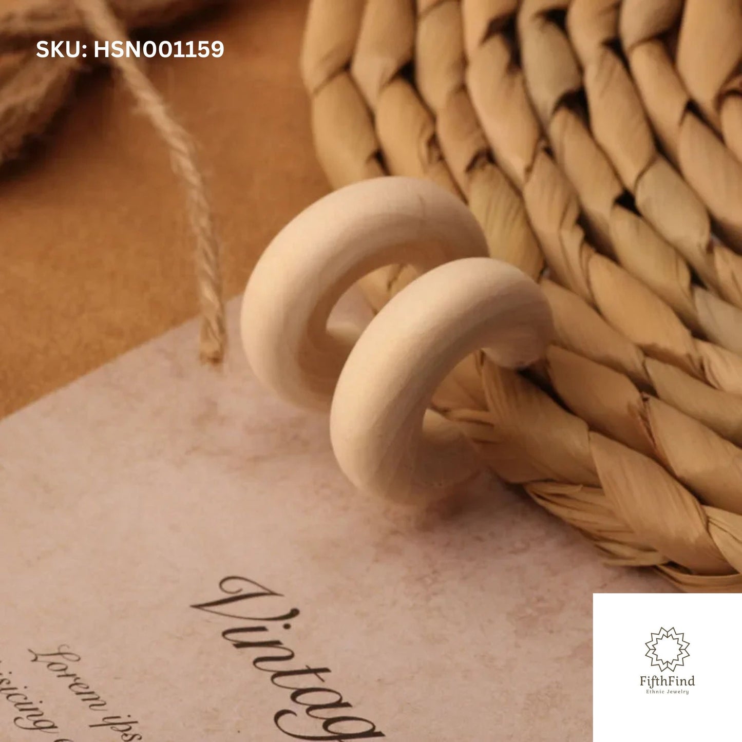 Natural Wooden Hoop Earrings