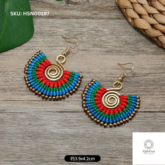 Colorful Spiral Boho Fan Earrings