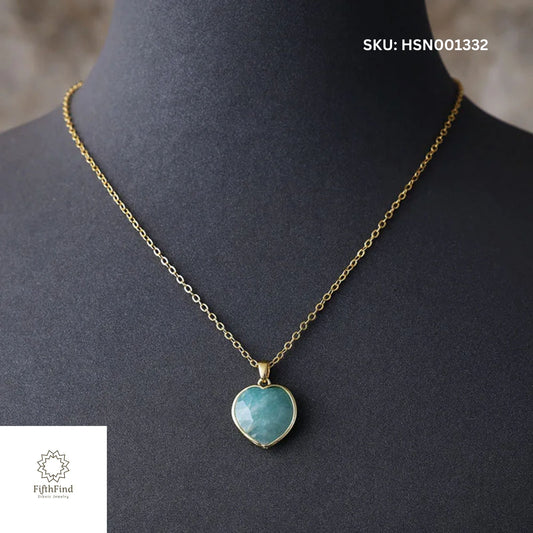 Amazonite Heart Pendant Necklace