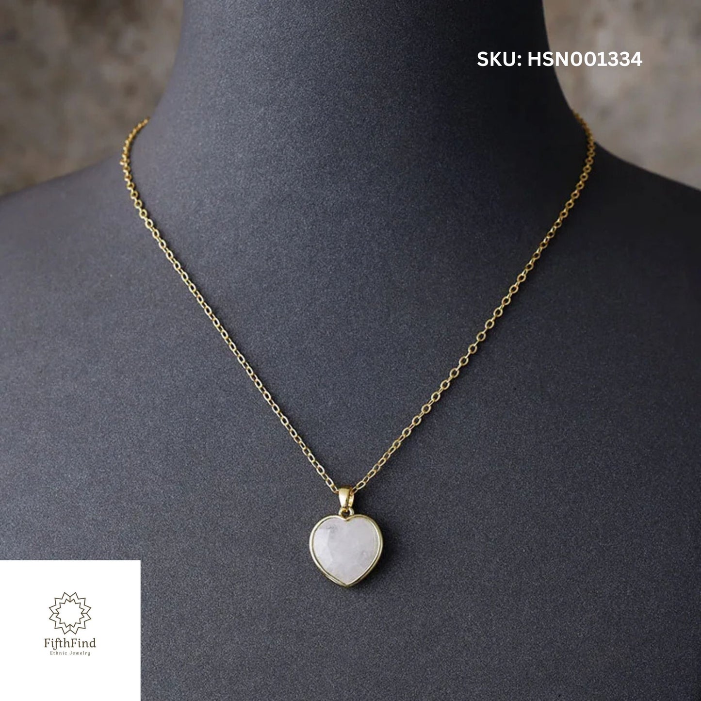 Moonstone Heart Pendant Necklace