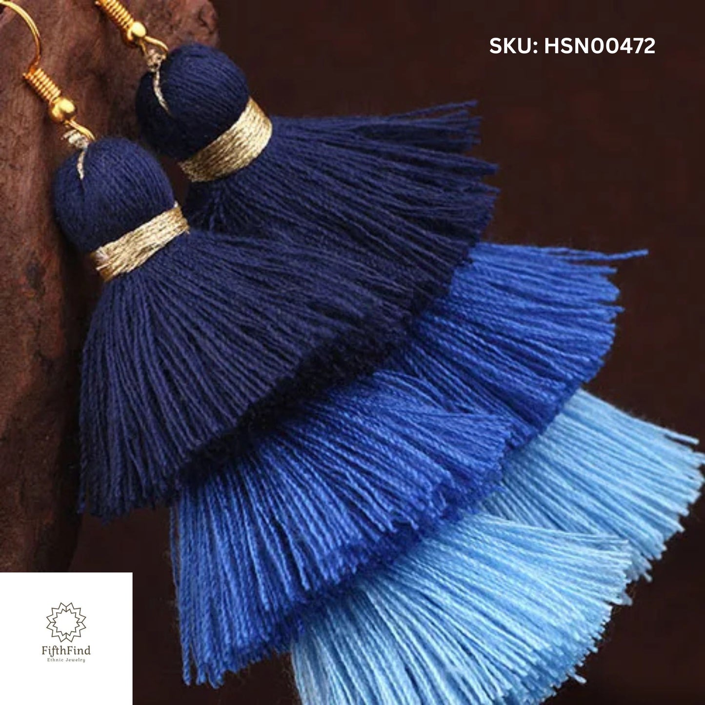 Layered Blue Tassel Earrings - Vibrant Boho Chic Design