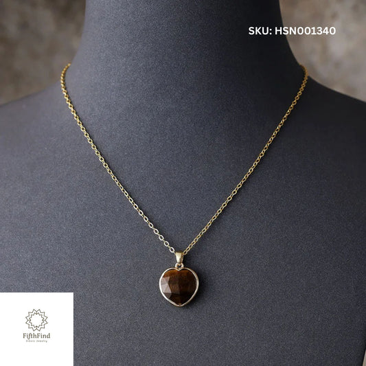 Tiger Eye Heart Pendant Necklace