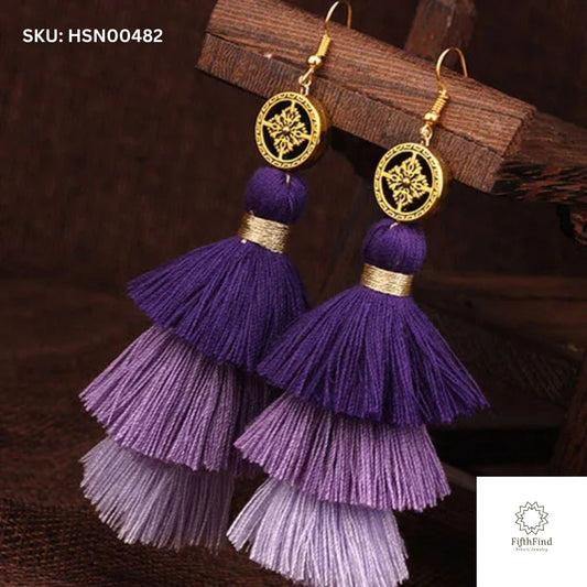 Purple Ombre Tassel Earrings - Boho Statement