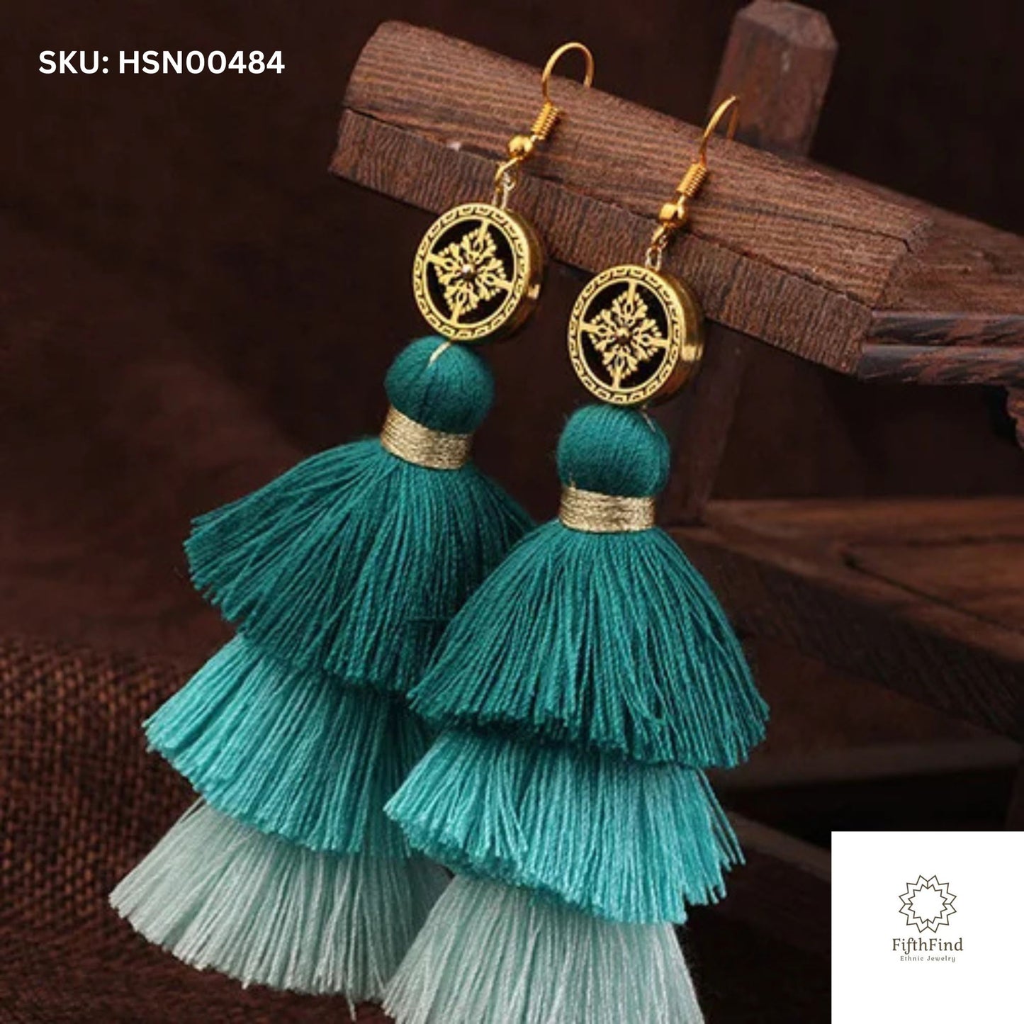 Green Gradient Tassel Earrings - Boho Style