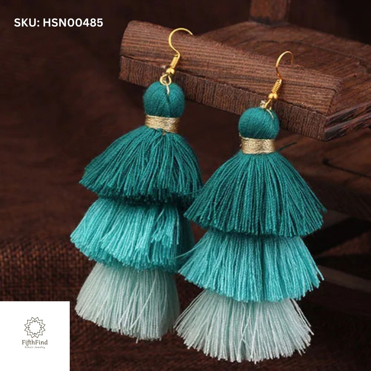 Green Tassel Earrings - Bohemian Style