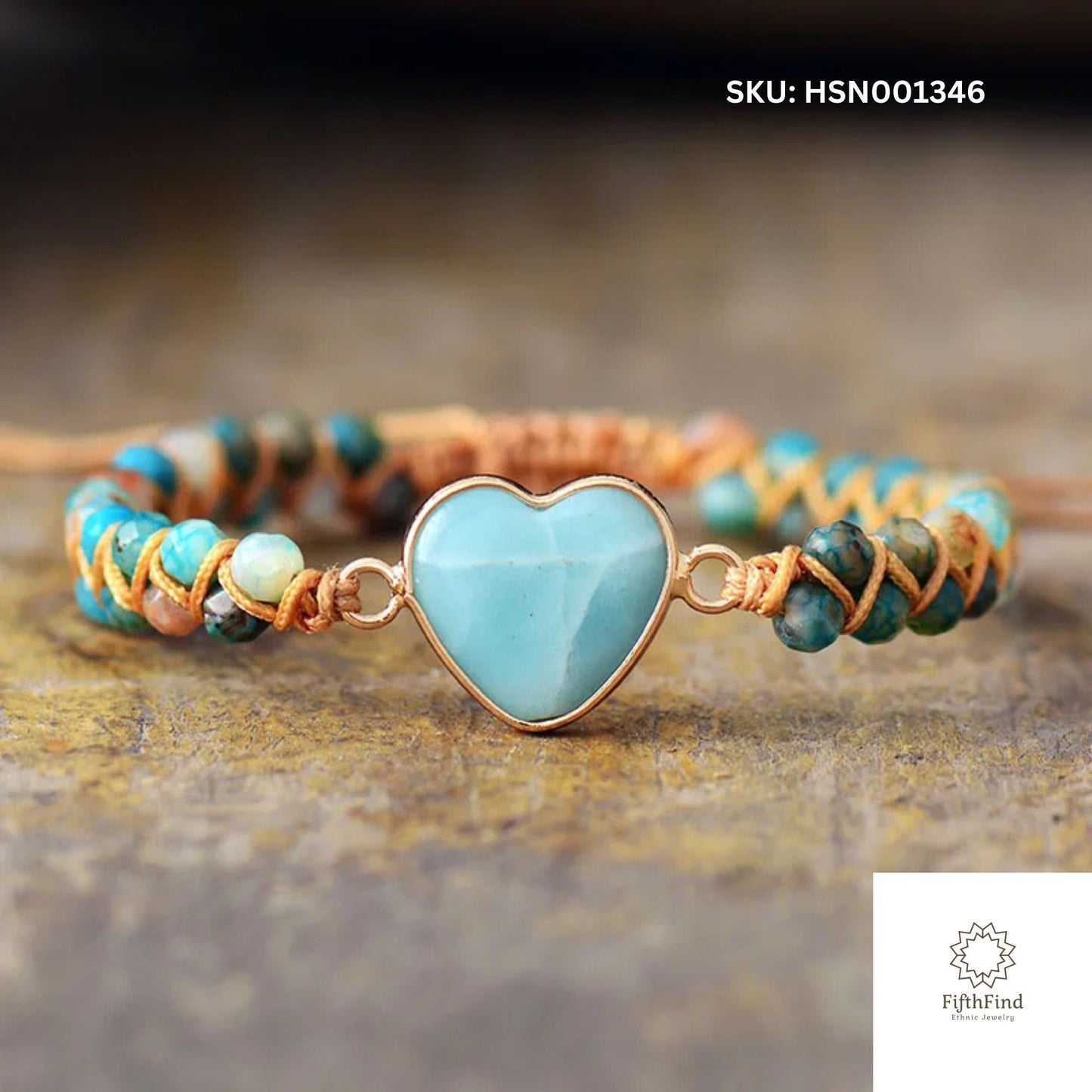 Turquoise Heart Gemstone Bracelet - FifthFind Jewelry