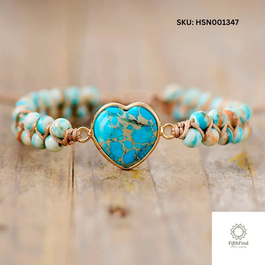 Turquoise Heart Beaded Bracelet - FifthFind Ethnic Jewelry