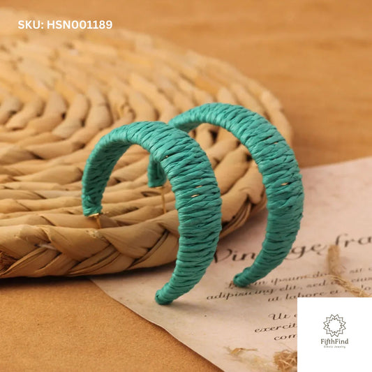 Turquoise Woven Hoop Earrings for Women