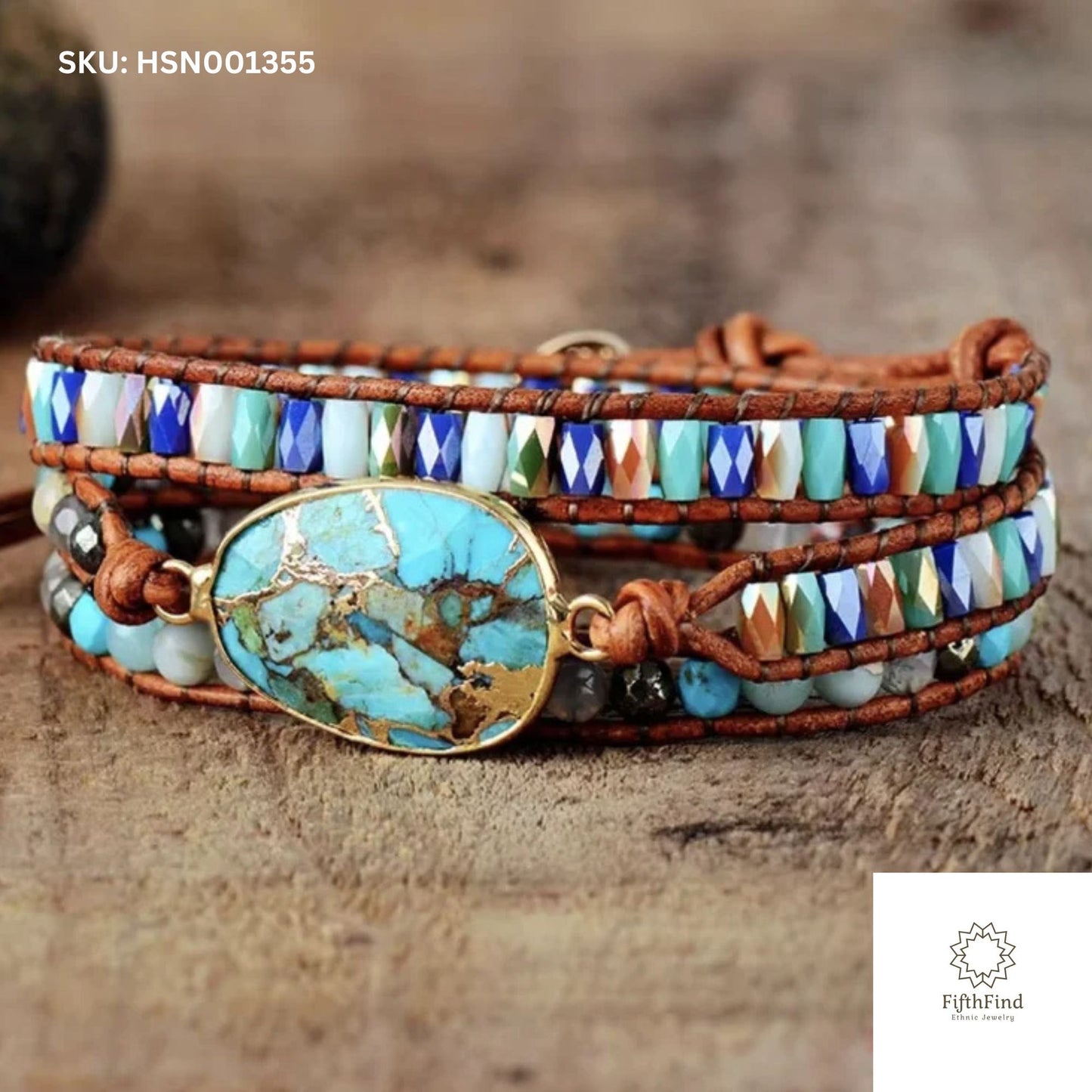 Turquoise Gemstone Wrap Bracelet - FifthFind Ethnic Style