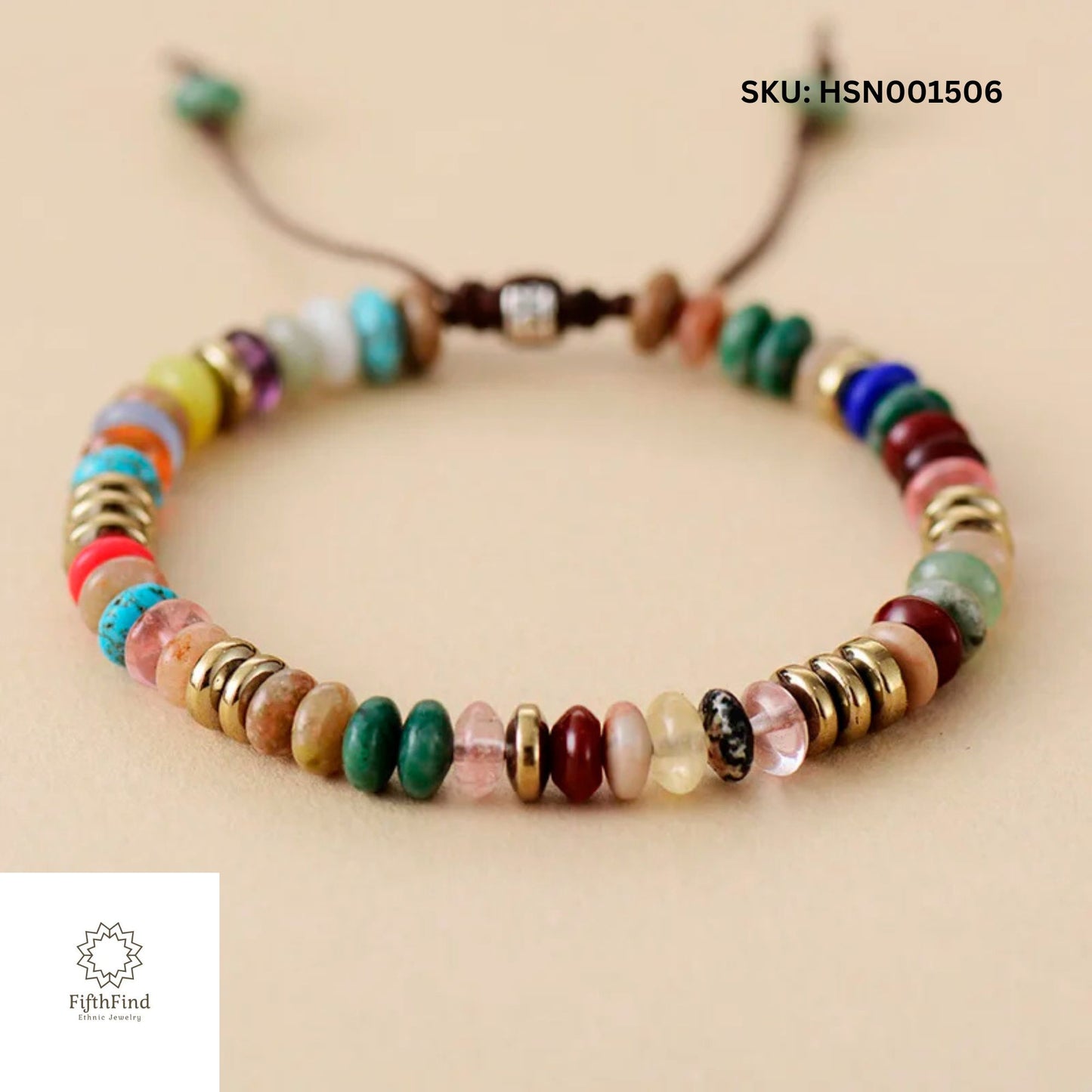 Colorful Gemstone Beaded Bracelet with Gold Accents