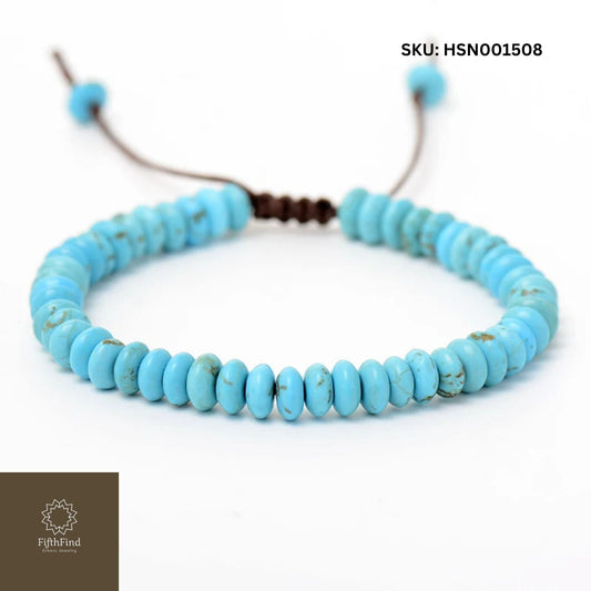 Turquoise Beaded Bracelet with Adjustable Cord