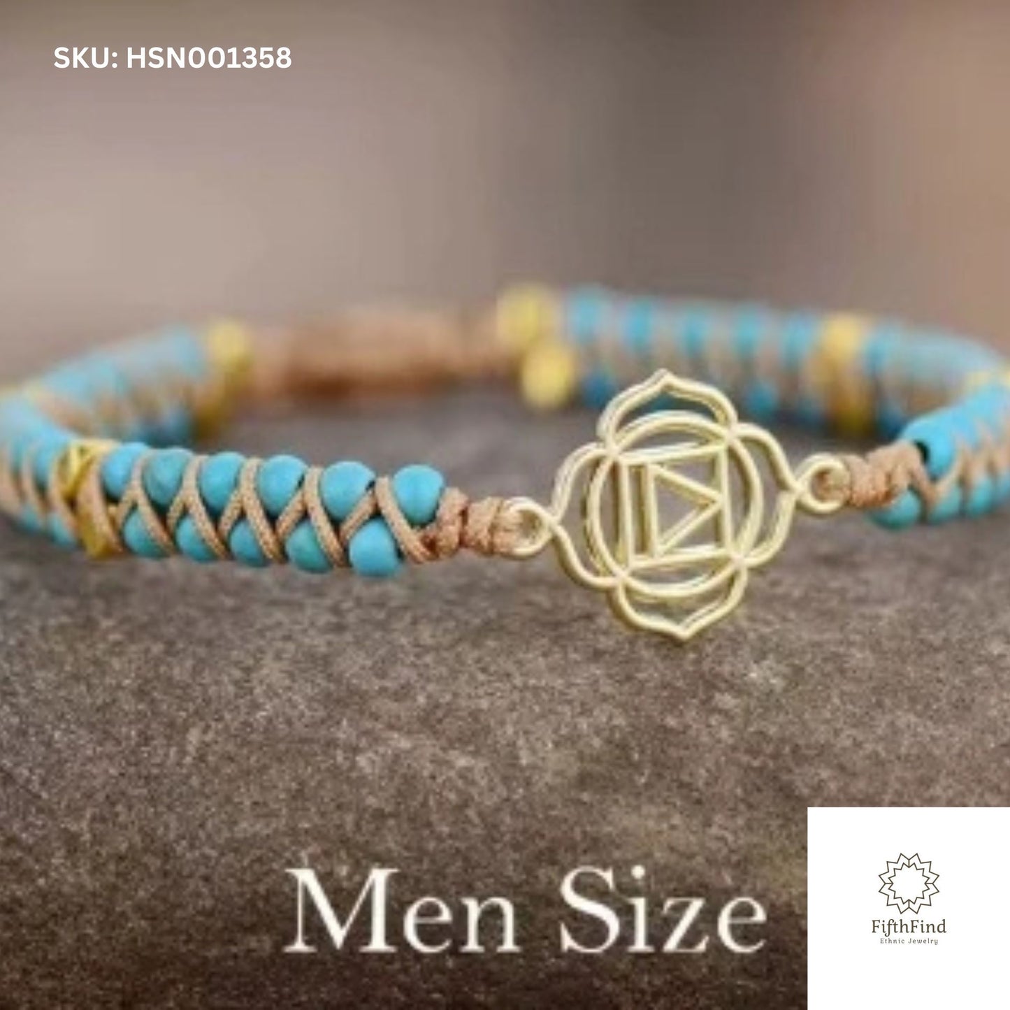 Men's Turquoise Chakra Bracelet - FifthFind Ethnic Jewelry