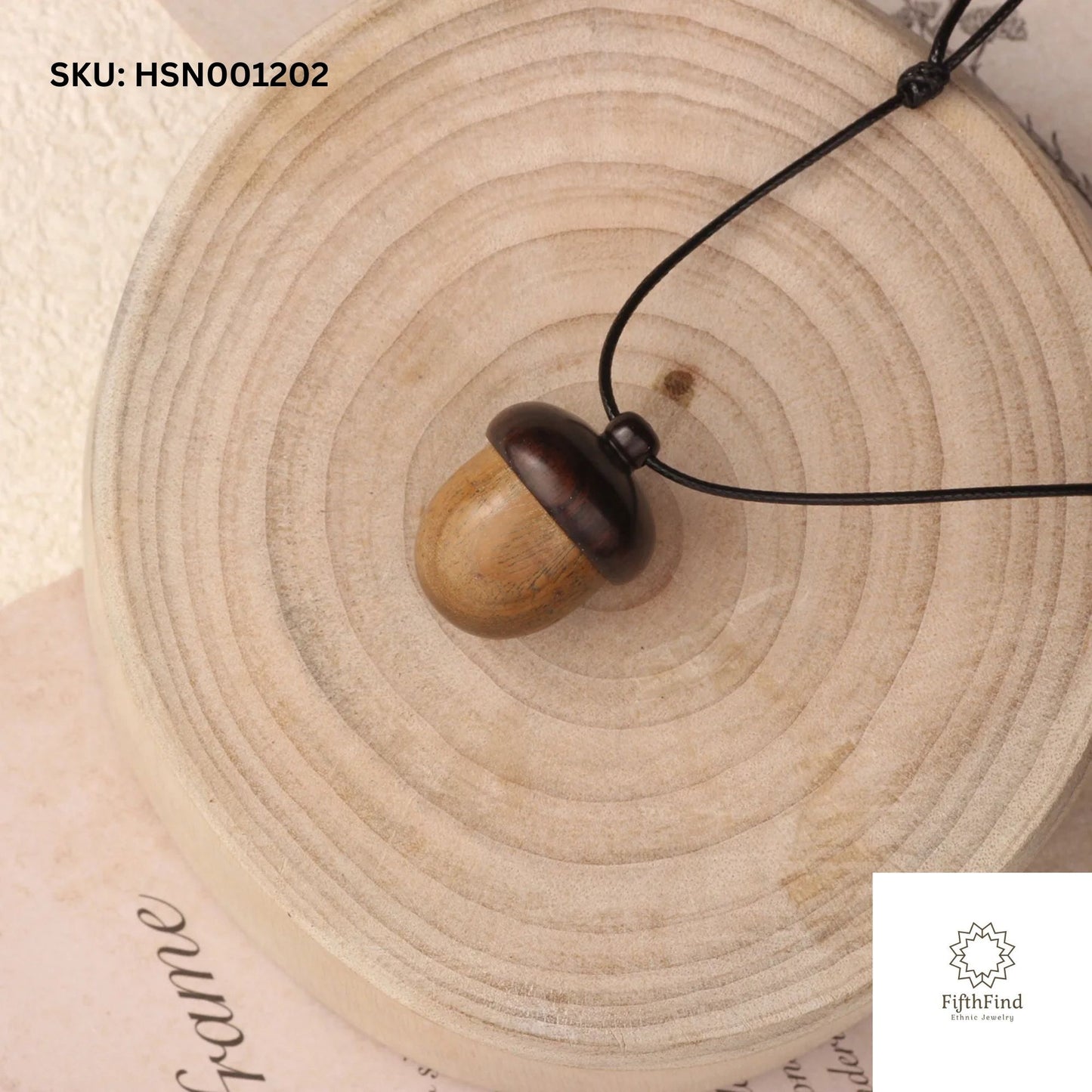 Wooden Acorn Pendant Necklace for Nature-Inspired Style