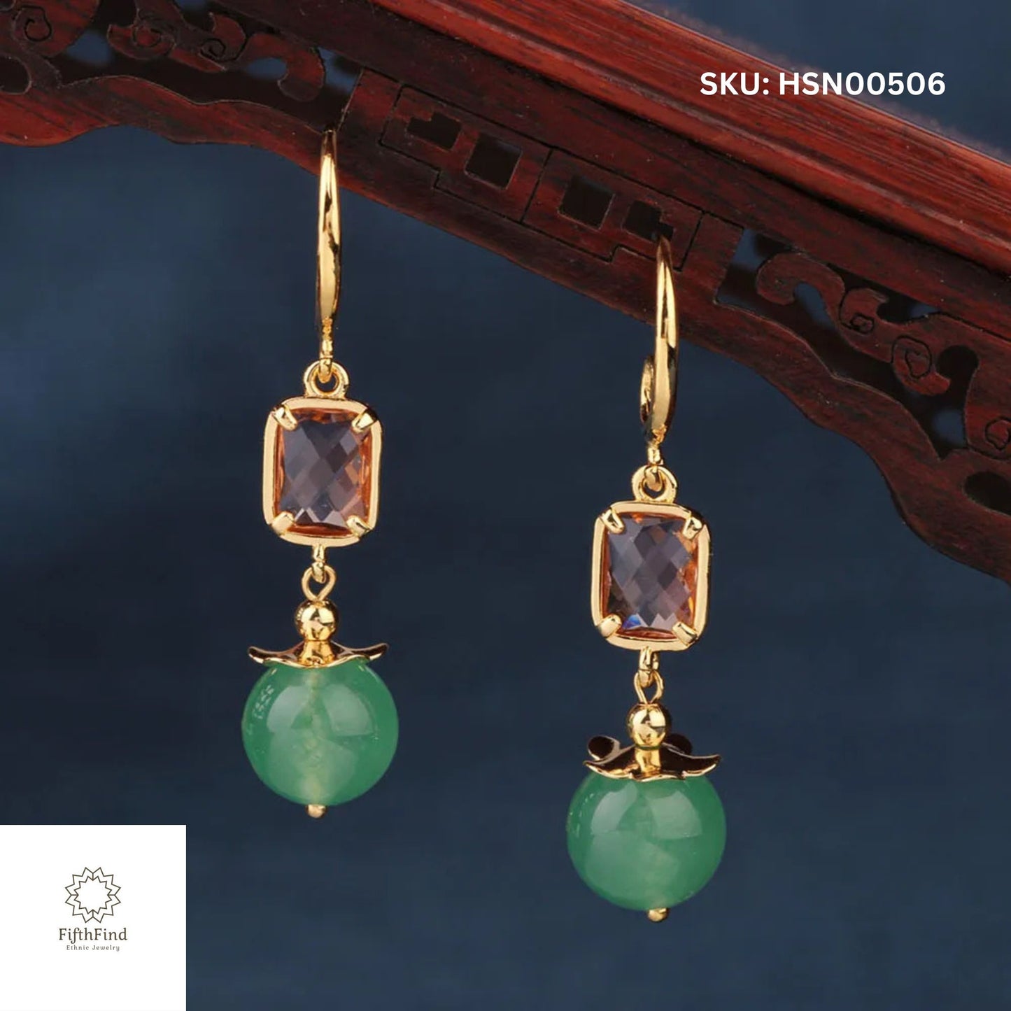 Smoky Quartz and Green Aventurine Earrings | FifthFind