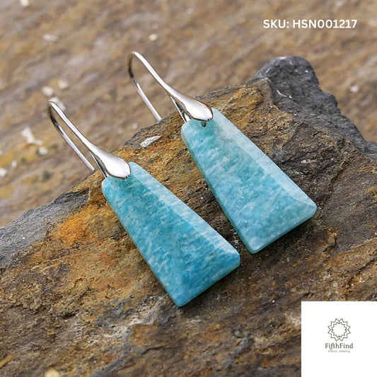 Elegant Amazonite Drop Earrings in Silver Teardrop Frame