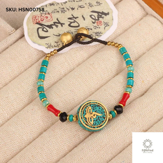 Turquoise Om Beaded Bracelet