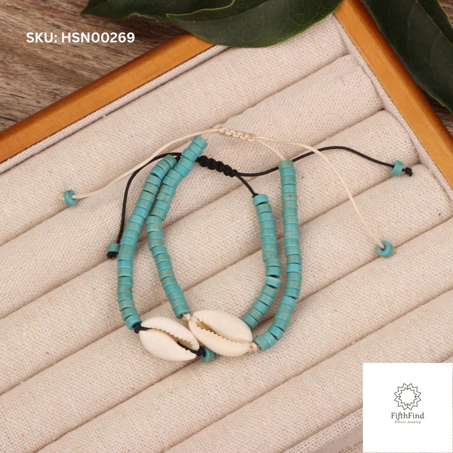 Turquoise Bead & Shell Friendship Bracelets Set