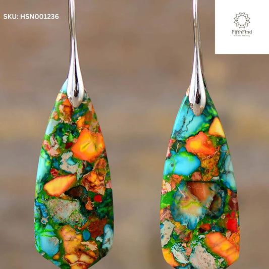 Vibrant Mosaic Gemstone Drop Earrings