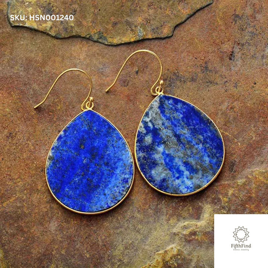 Lapis Lazuli Teardrop Earrings in Gold