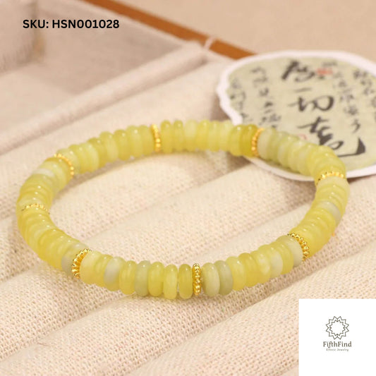 Yellow Jade Beaded Bracelet - FifthFind Jewelry