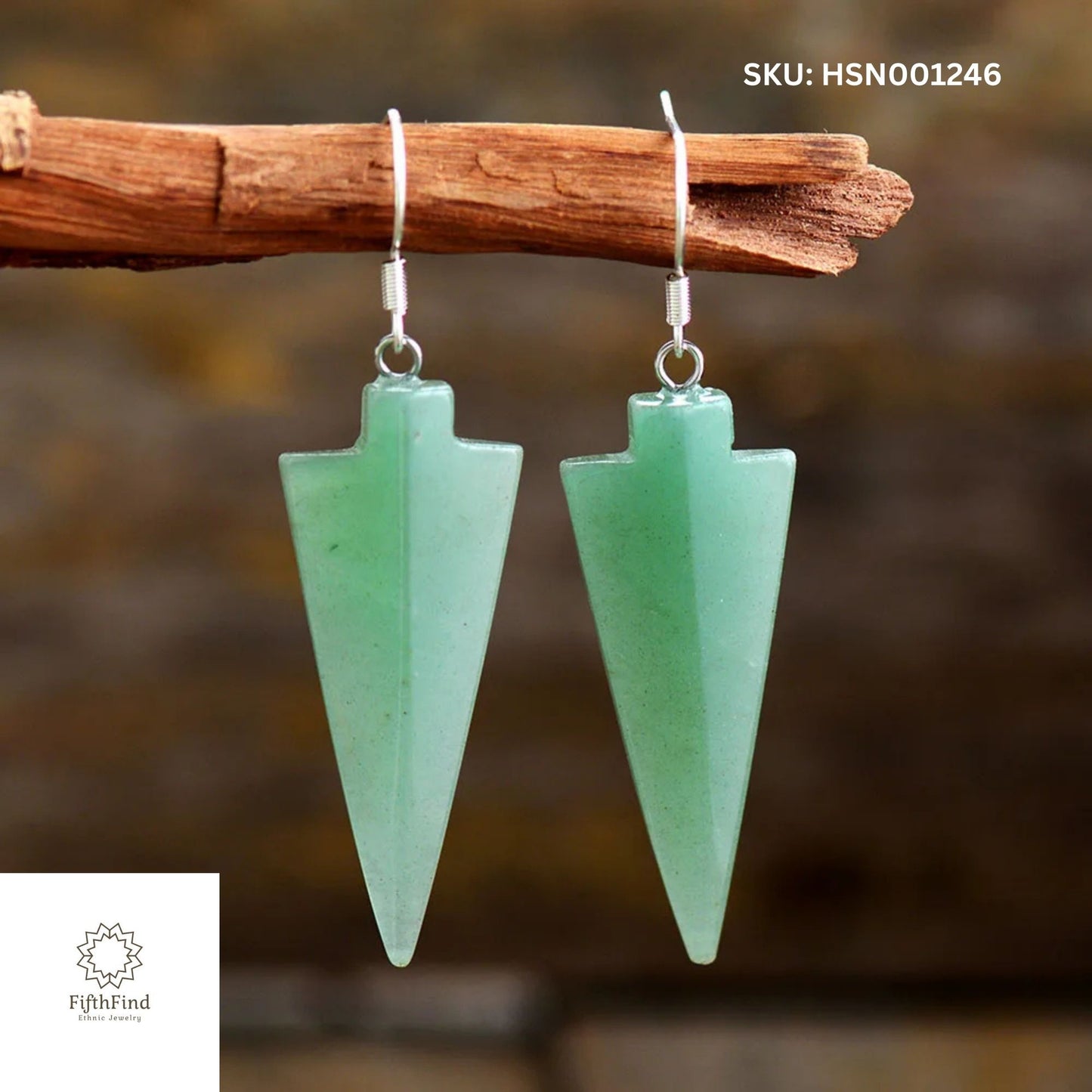 Green Aventurine Arrowhead Drop Earrings