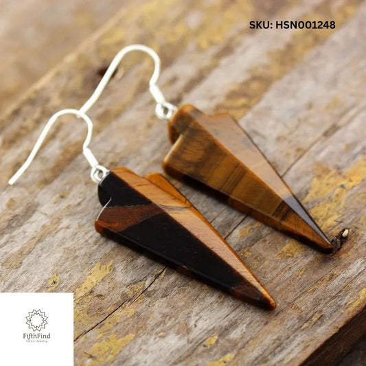 Tiger's Eye Arrowhead Drop Earrings