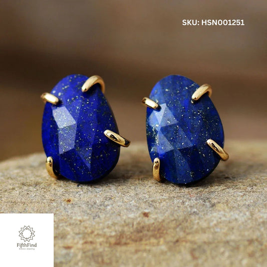 Lapis Lazuli Teardrop Stud Earrings