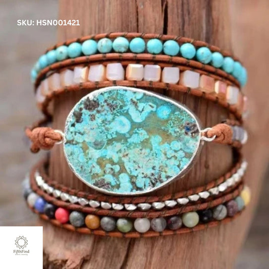 Turquoise Stone Multi-Layer Wrap Bracelet – Bohemian Chic