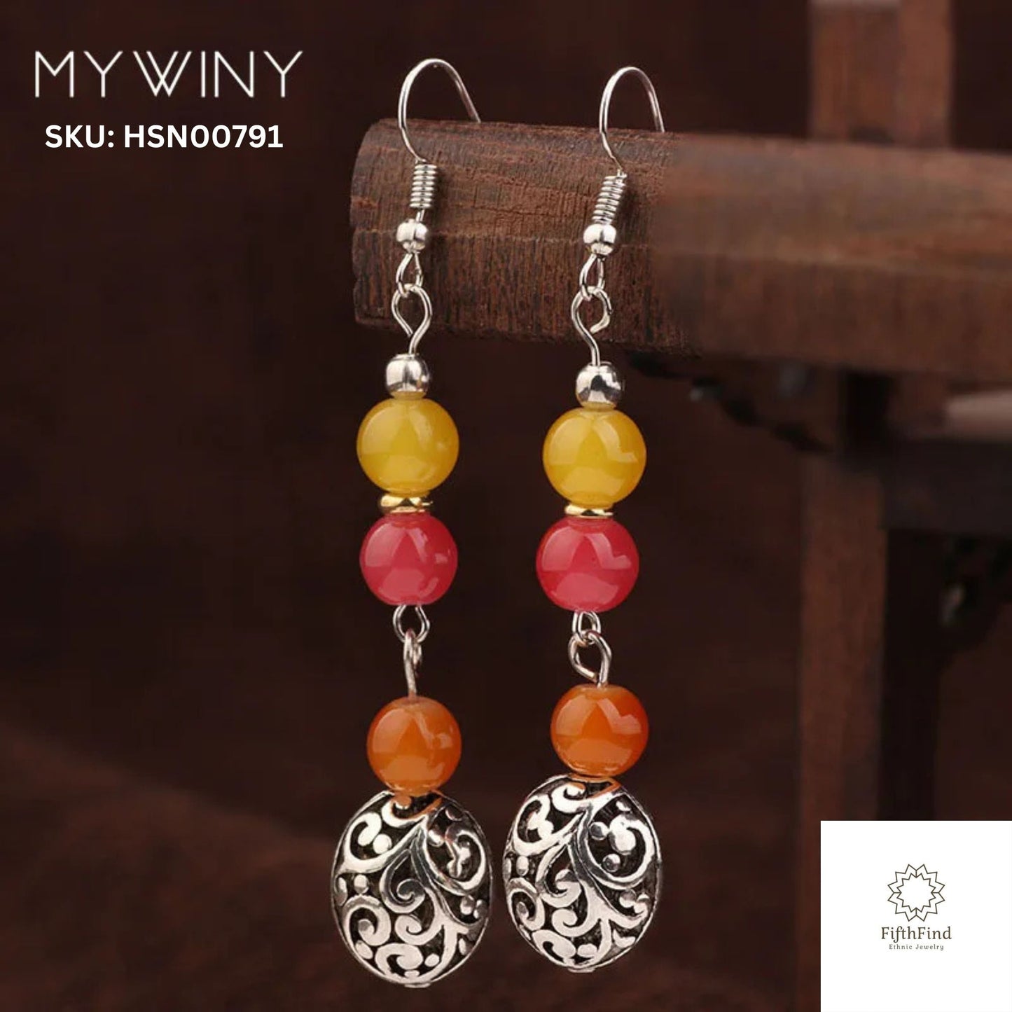 Multicolor Gemstone Dangle Earrings with Silver Filigree