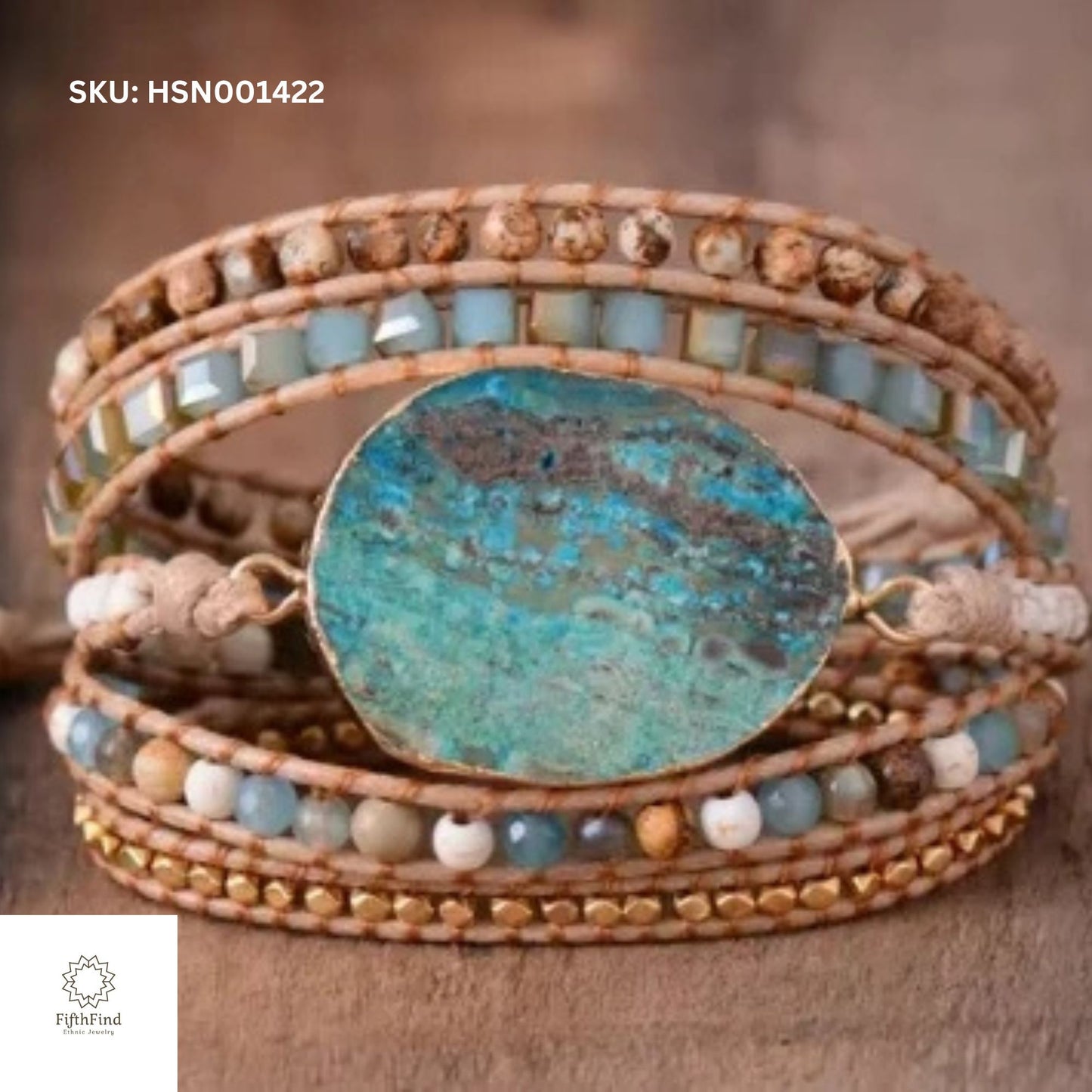 Rustic Turquoise Multi-Layer Wrap Bracelet – Boho Chic Statement