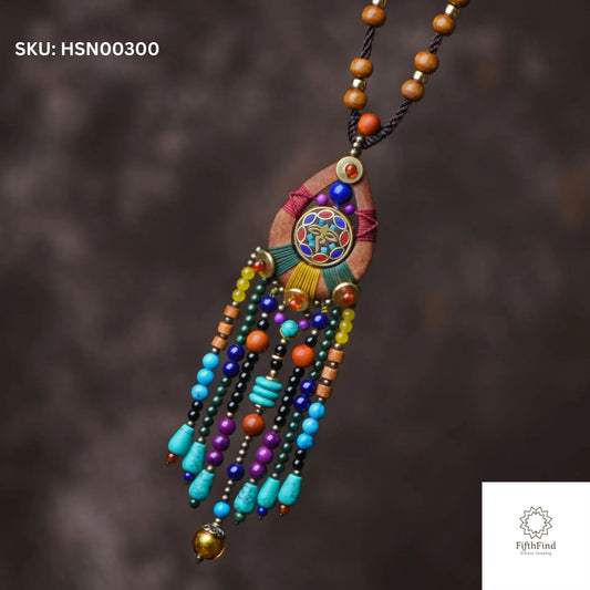 Boho Multicolor Beaded Pendant Necklace