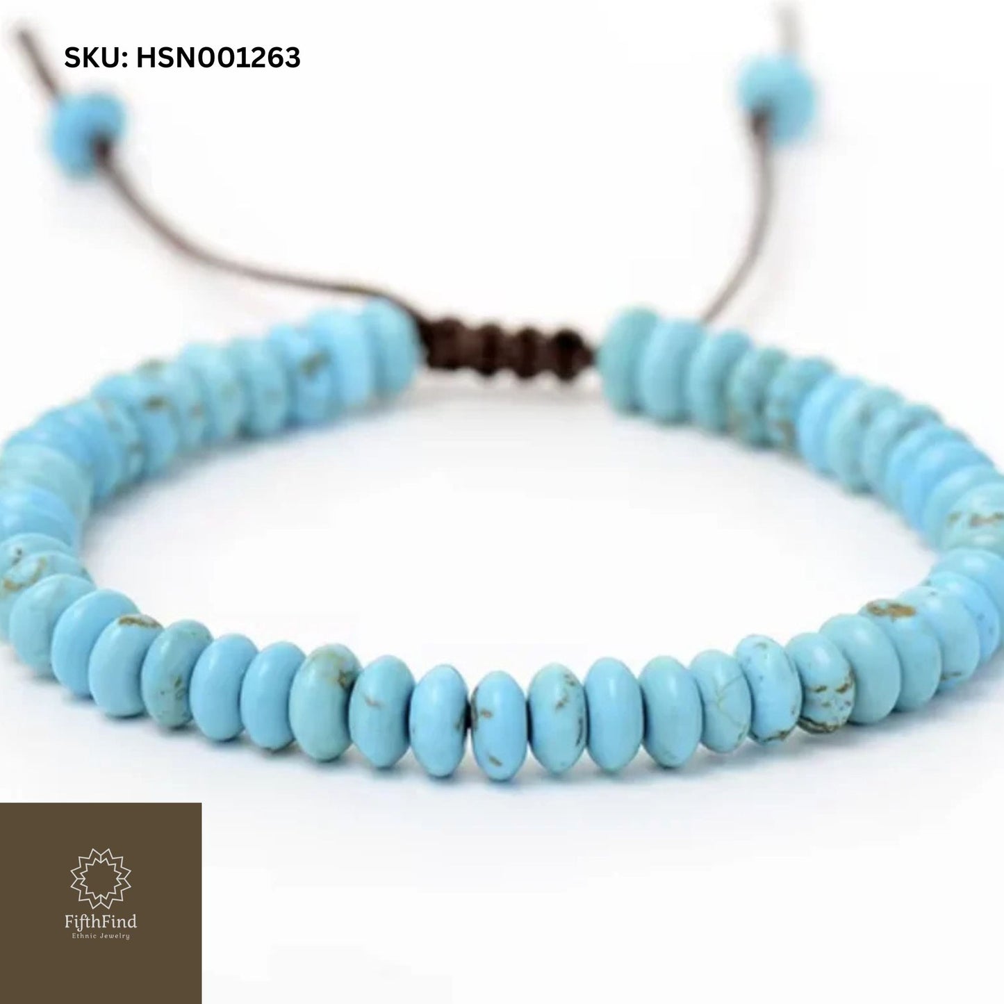 Turquoise Beaded Bracelet with Adjustable Cord