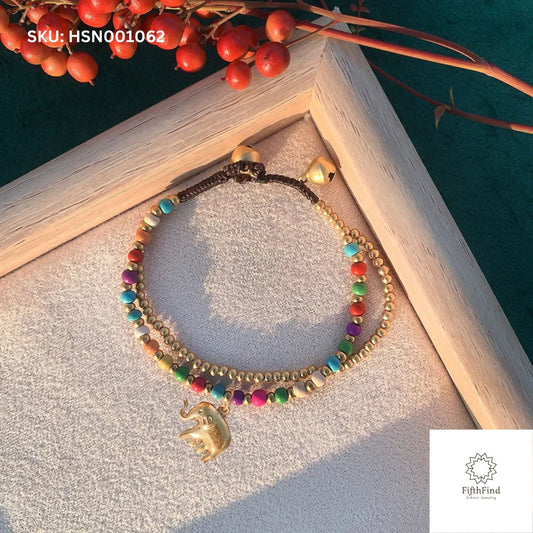 Multicolor Gold Elephant Charm Bracelet for Women