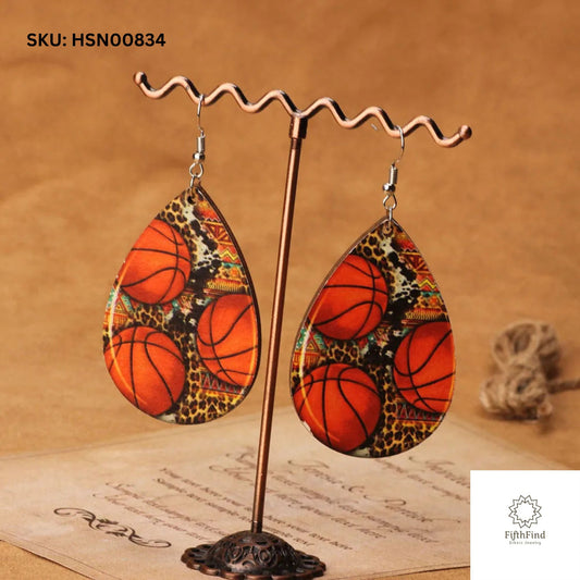 Basketball Leopard Print Teardrop Earrings - Boho Style